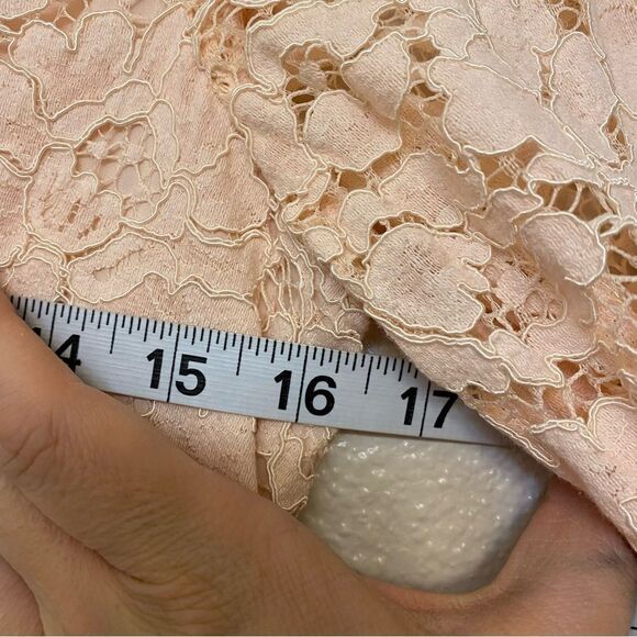 Vince Comuto blush Pink Lace Mini Dress bell sleeves scalloped scoop boat neck 4 - Picture 8 of 11